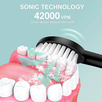 Sonic Electric Toothbrush for Adult Kids Timer Brush 6 Mode USB Charger Rechargeable Tooth Brushes Replacement Head JAVEMAY J189