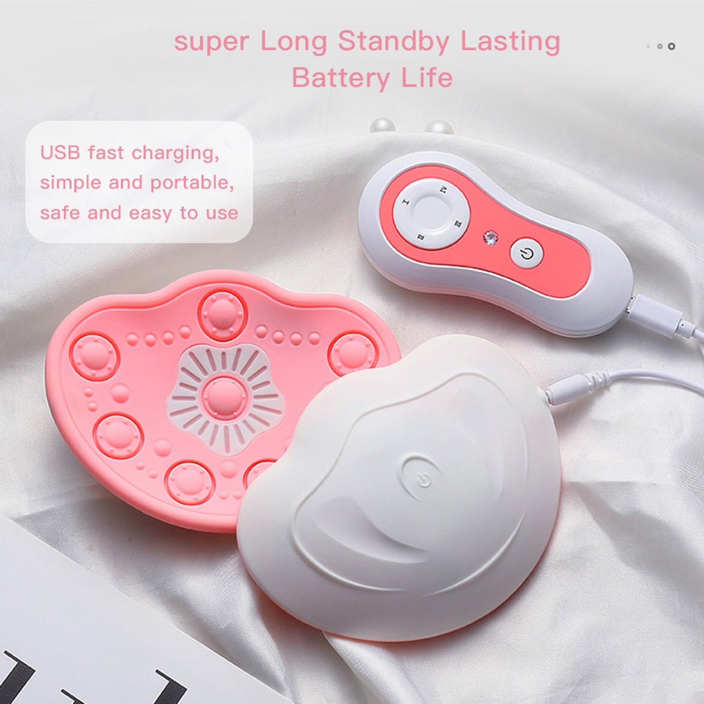 Almohadilla de masaje de pecho de 4 modos para mujer, masajeador de pecho inalámbrico para mujer, potenciador de tiempo de circulación sanguínea con calefacción, carga USB