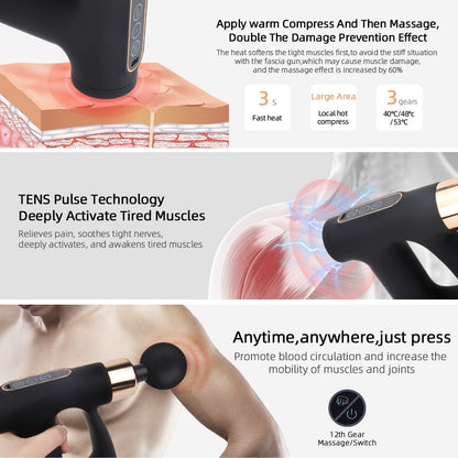 Pistola de massagem para atletas Handheld Electric Super Quiet Massager Muscle Body Relaxation Therapy Pistola de fáscia Fitness Massager Vibrador