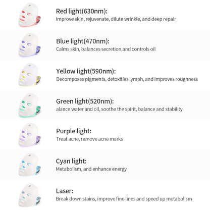 iebilif Ultra-Light 7Colors LED Facial Mask Photon Therapy Skin Rejuvenation Wrinkle Removal Beauty Whitening USB Charge Mask