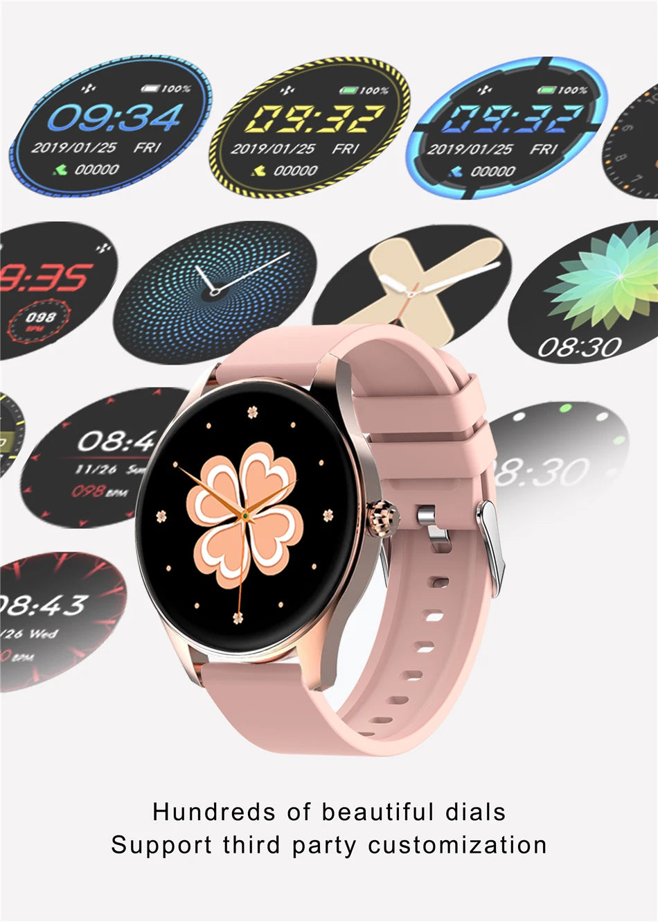 Waterproof Android Wear smartwatch with voice assistant, fitness tracking, and GPS.