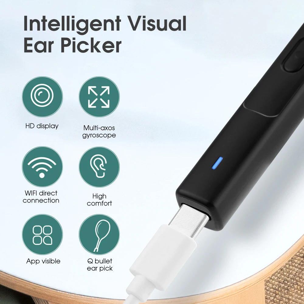 Advanced wireless otoscope for easy ear inspections and wax removal with clear display and ergonomic design.