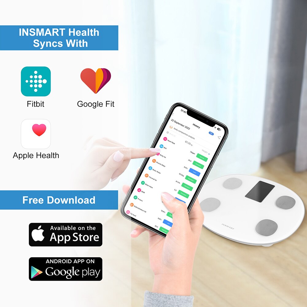 INSMART Digital Body Weight Scale with Screen for Body Fat Scale BMI Bluetooth Bathroom Scales Balance Smart Scales