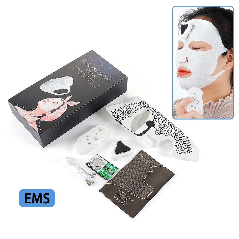 Wireless 2.0 EMS Hot Compress LED Facial Beauty Mask 7 Colors LED Photon Rejuvenation Mask Firm Skin Anti Acne Wrinkle Removal