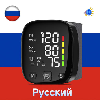 Yongrow New LED Rechargeable Wrist Blood Pressure Monitor English/Russian Voice Broadcast Tonometer  BP Monitor Sphygmomanometer