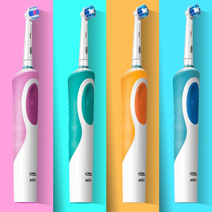 Oral B Electric Toothbrush 2D Rotary Vibration Clean Charging Tooth Brush Cross Action Bristle Oral Care 4 Gift Brush Heads Free