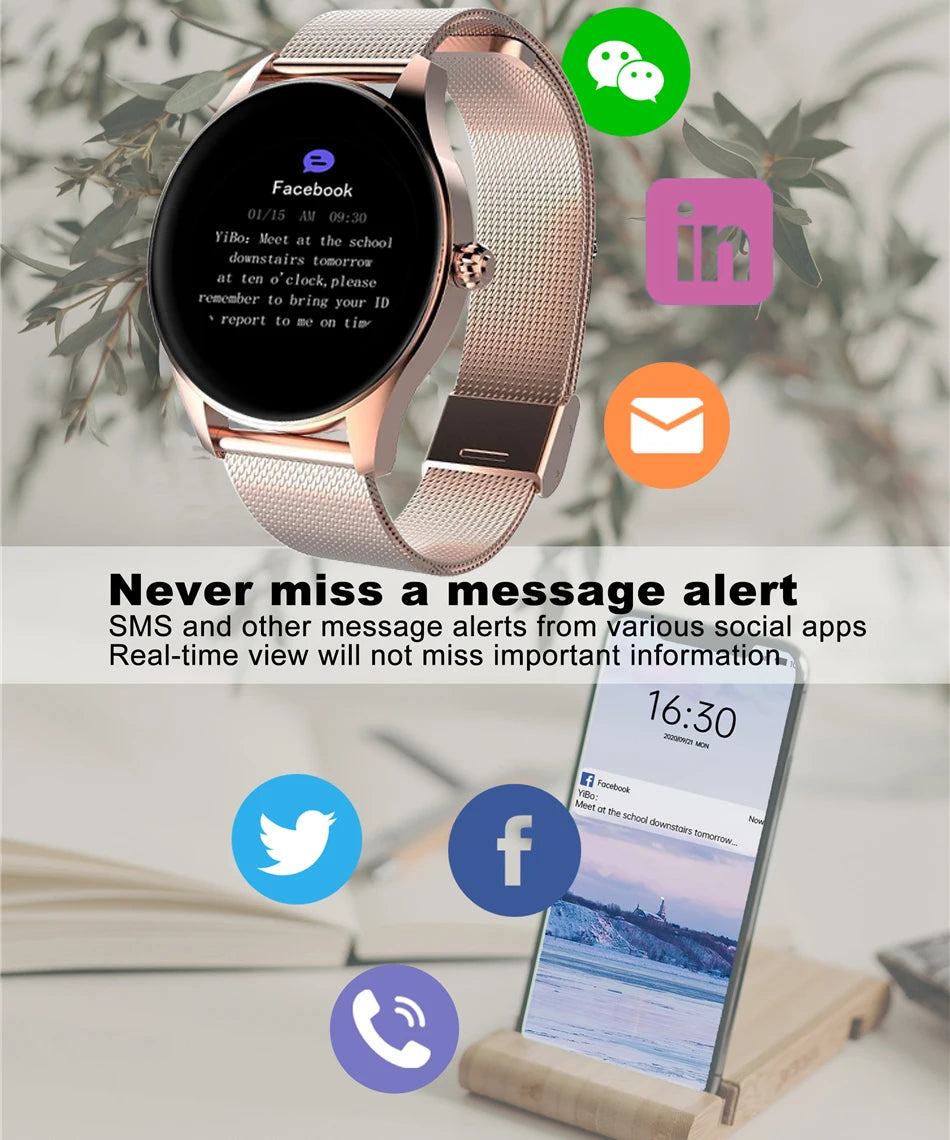 Smartwatch with touchscreen, GPS tracking, and water resistance for women and men, compatible with Xiaomi/Android/iOS devices.