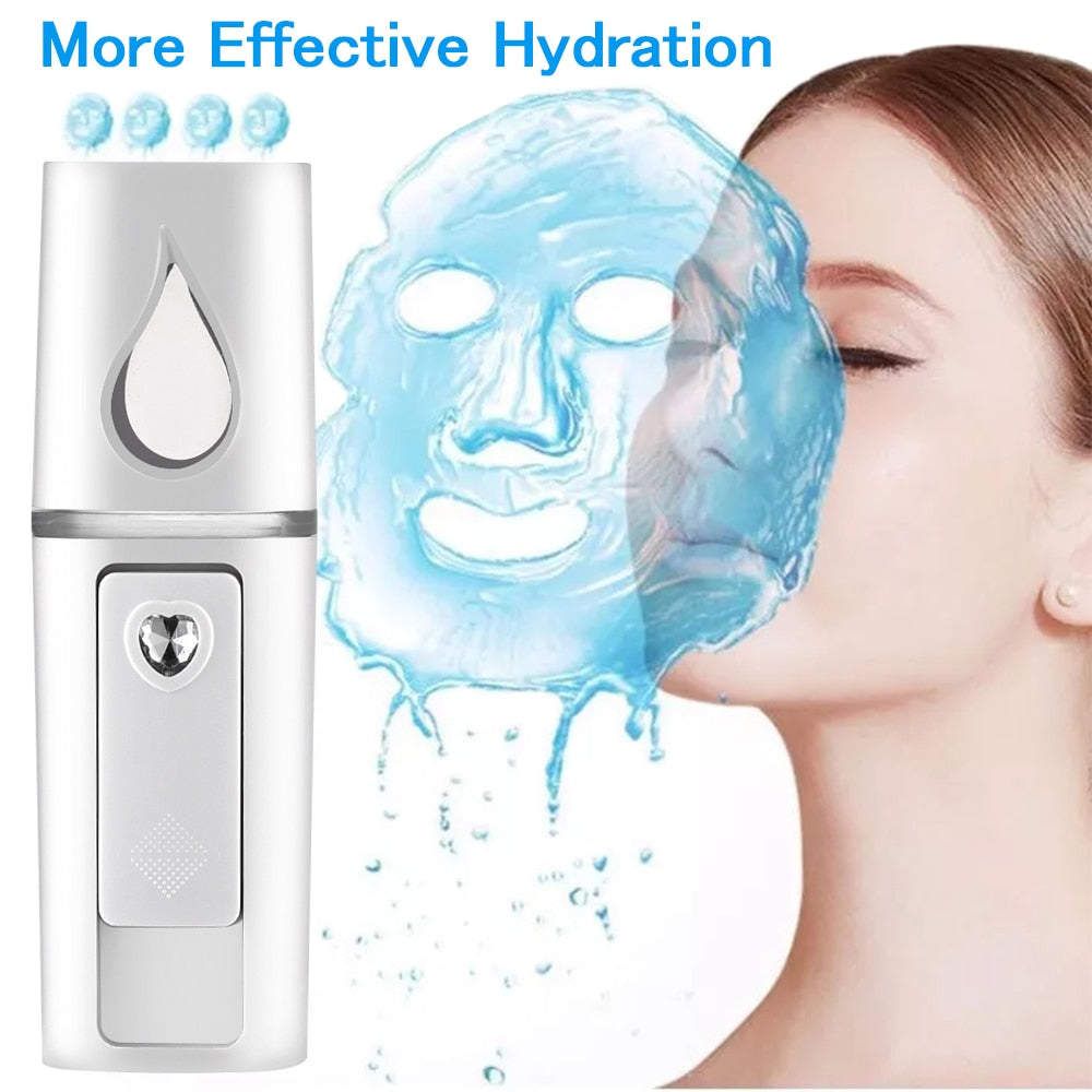 Mini Nano Mist Sprayer Cooler Facial Steamer Humidifier USB Rechargeable Face Moisturizing Nebulizer Beauty Skin Care Tools