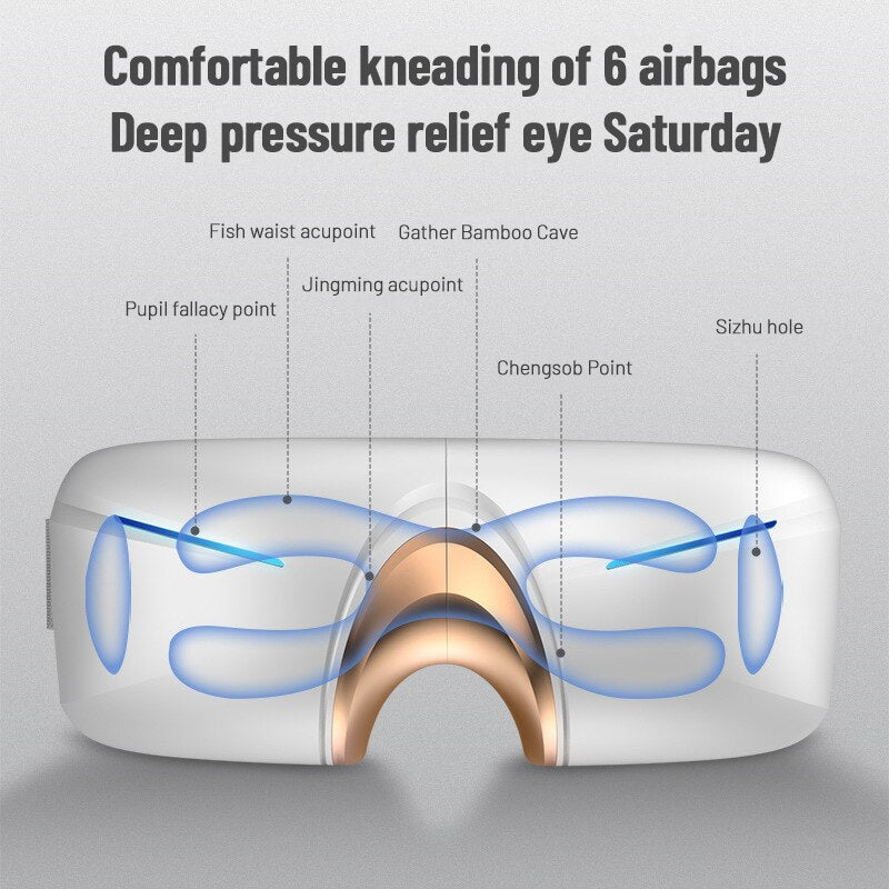 Novo massageador de olhos dobrável inteligente protetor de olho de compressa quente bluetooth recarregável massageador de olho protetor de olho de pressão de ar