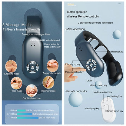 Masseur de cou intelligent avec compresse chaude Portable cou colonne vertébrale cervicale physiothérapie dos épaule bras taille soulagement de la douleur Relaxation