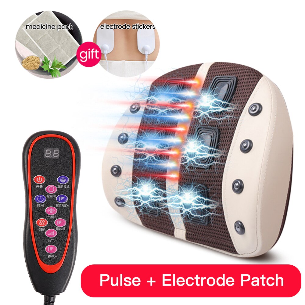 Oreiller de Massage électrique multifonction Relaxation du corps masseur cervical et dorsal chauffage gonflable Vibration soulagement de la douleur au dos