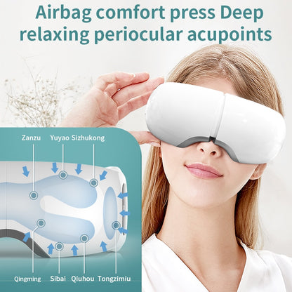 Airbag inteligente Vibração Massageador para os olhos Aquecimento Bluetooth Música Cuidados com os olhos Instrumen Compressa quente alivia a fadiga e as olheiras