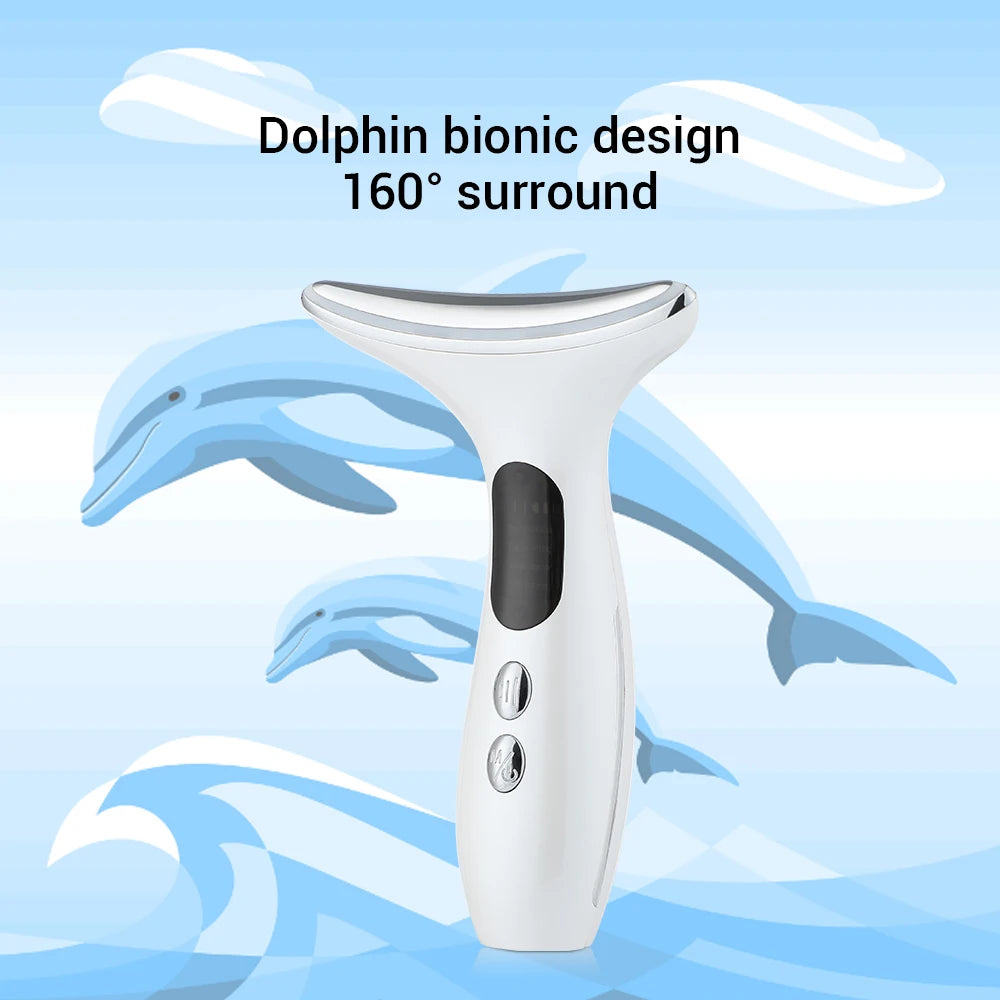 Advanced dolphin-inspired design surrounds 7 areas for targeted facial massage.