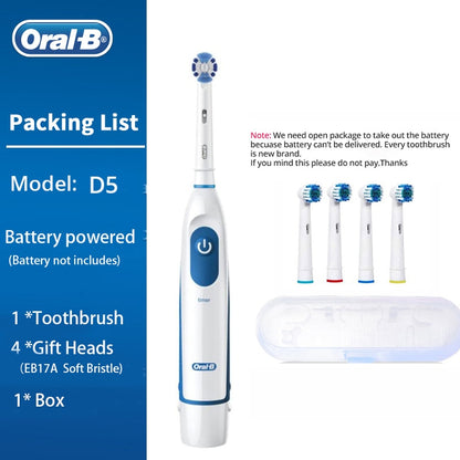 Oral B escova de dentes elétrica rotação dentes limpos escova de dentes adulto DB4010 escova de dentes elétrica com 4 cabeças de reposição extras