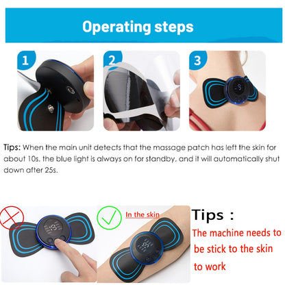 LCD Display EMS Neck Massage Electric Massager Cervical Neck Back Patch 8 Mode Pulse Muscle Stimulator Portable Relief Pain