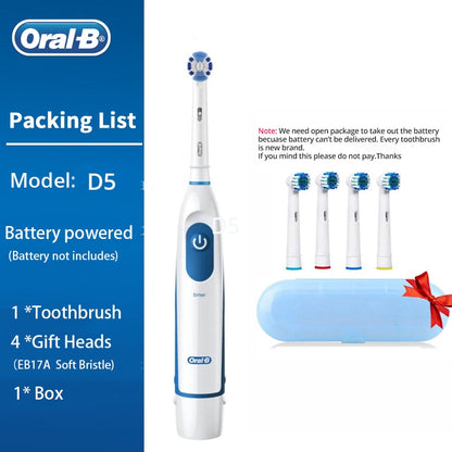 Oral B escova de dentes elétrica rotação dentes limpos escova de dentes adulto DB4010 escova de dentes elétrica com 4 cabeças de reposição extras