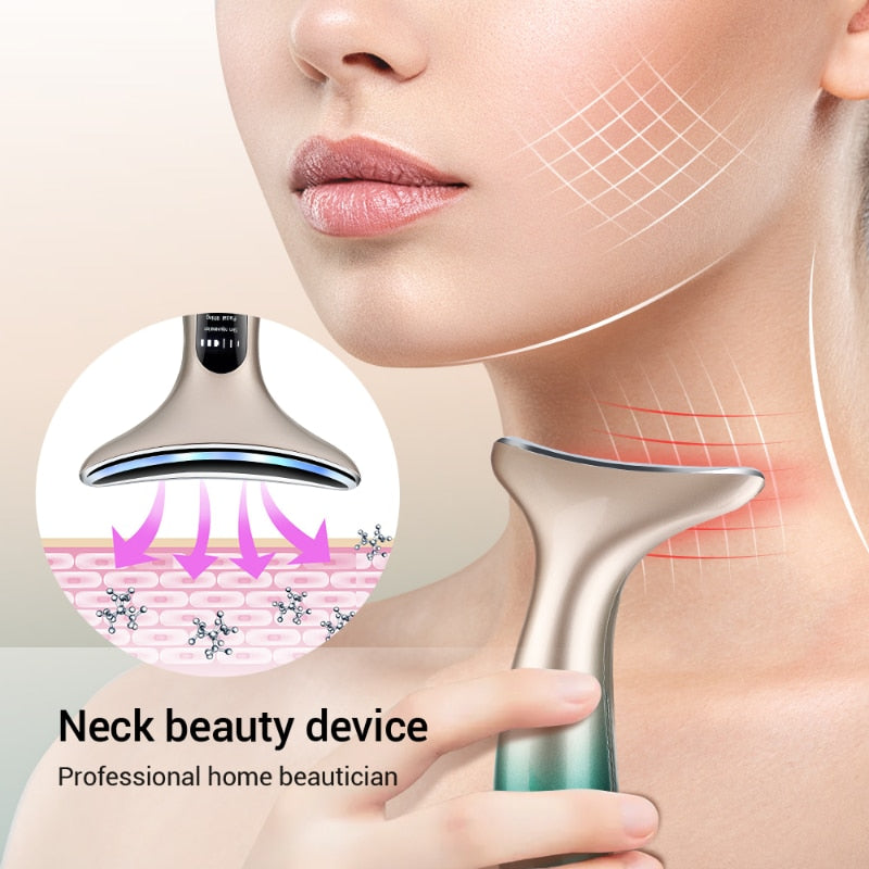 Neck Face Massager Anti Wrinkle Lifting 3 Colors Led Photon Therapy Skin Tighten Reduce Double Chin Beauty Device Facial Care