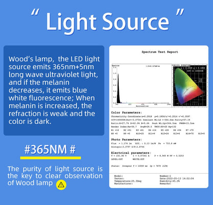 Lâmpada Uv Wood Testador de pele Medical Wood's Lamp Dermatoscopia Analisador de pele Medical Woods Lamp Análise de pele