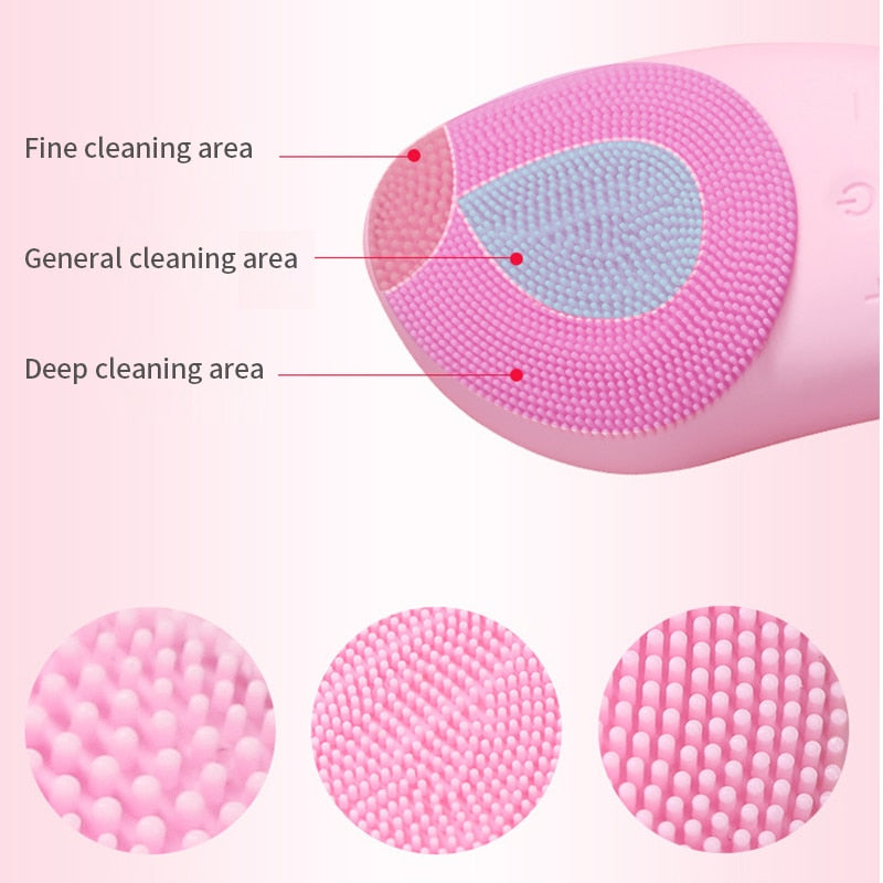 Mini escova de limpeza facial elétrica ultrassônica silicone limpador de rosto limpeza profunda dos poros massageador de pele dispositivo de escova de limpeza facial