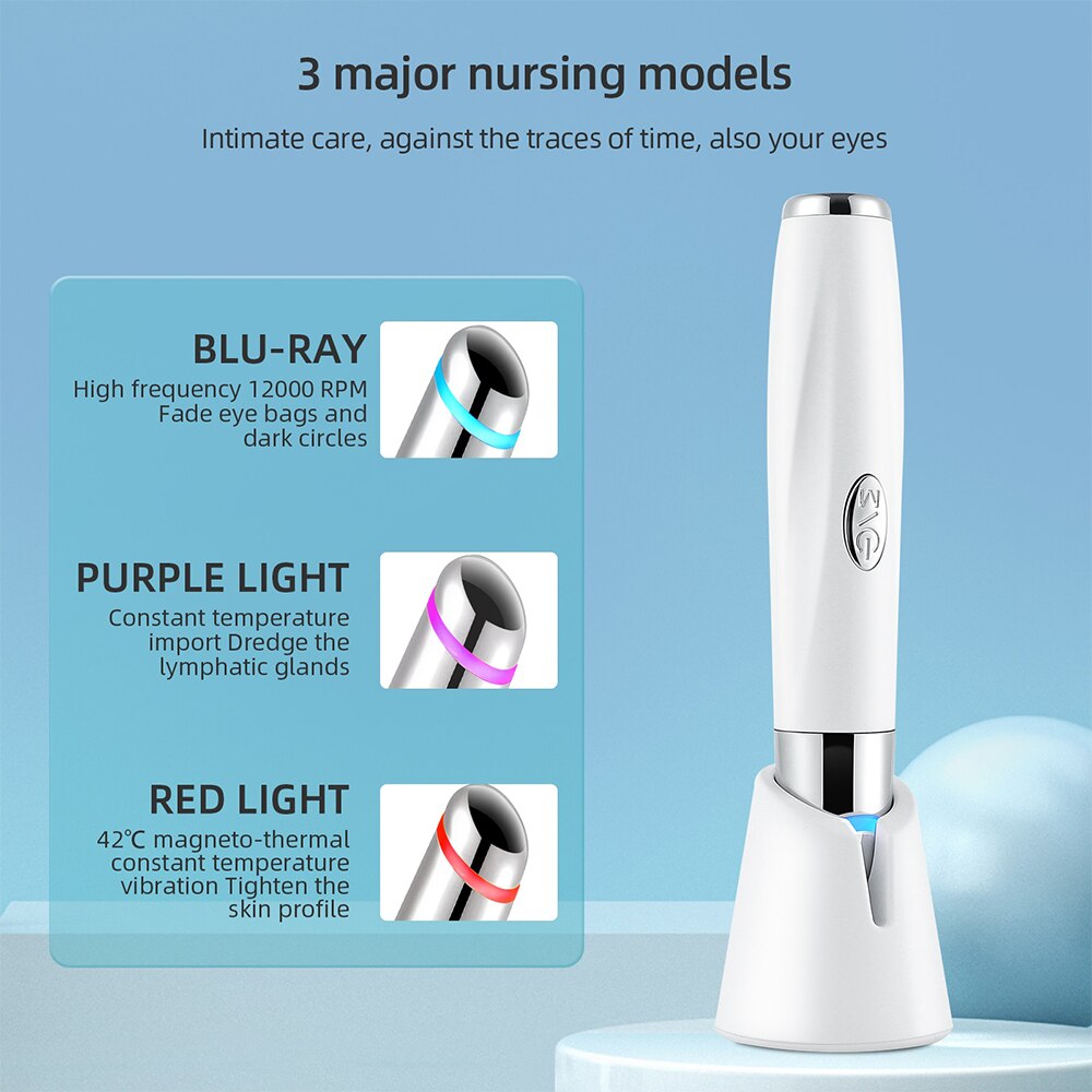 Hot Compress Eye Massager Pen Smart Disinfection LED Eye Lip Massager Eye Skin Tighten Anti Aging Eye Wrinkle Lip Lines Removal