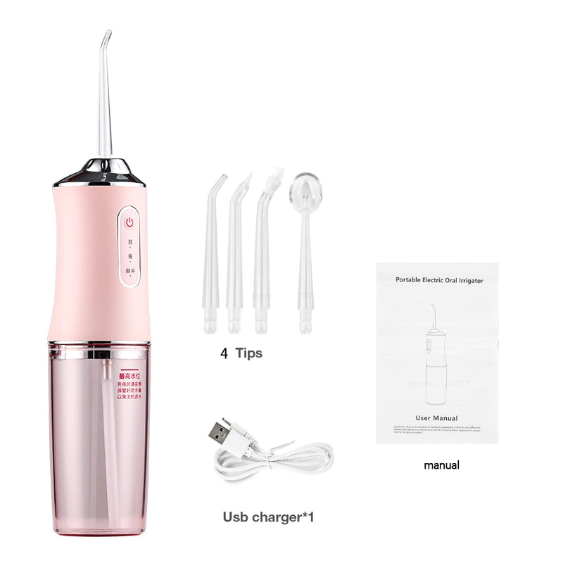 Oral irrigator portable dental water flosser with 4 nozzles usb rechargeable electric toothbrush ipx7 replacement brush head