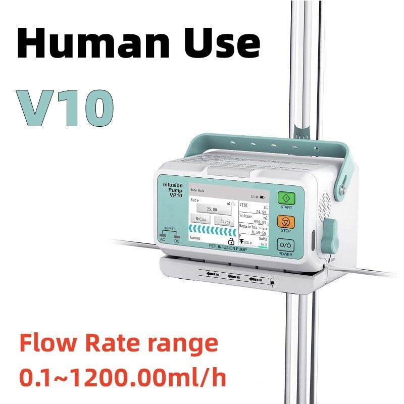 Rango de caudal alto para bomba de infusión humana o veterinaria Pantalla táctil colorida de 3,5” Monitoreo dinámico de presión DPS Pantalla en tiempo real