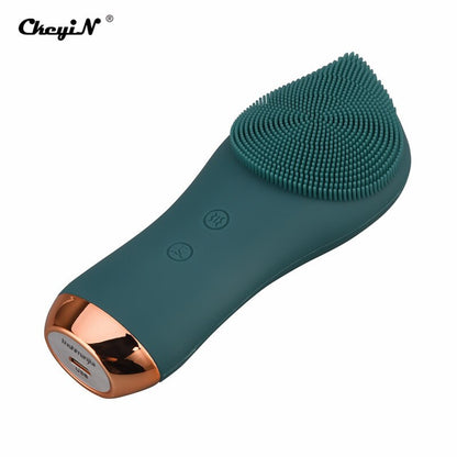 CkeyiN Electric Heating Face Deep Cleaning Massager Ultrasonic Vibration Waterproof Soft Silicone Dirt Remover Pore Cleansing