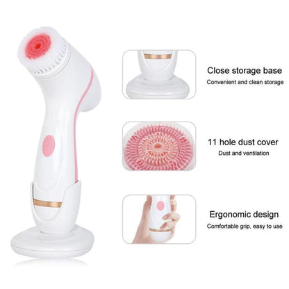 Limpador ultrassônico elétrico escova de limpeza facial 3 em 1 massageadores faciais dispositivo de limpeza de pele de silicone removedor de cravos máquina