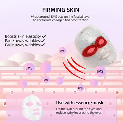 Upgraded2.0 EMS Hot Compress LED Face Mask 7 Colors LED Beauty Mask EMS Eye Skin Care Anti Aging Facial Whiten Tighten Anti Acne