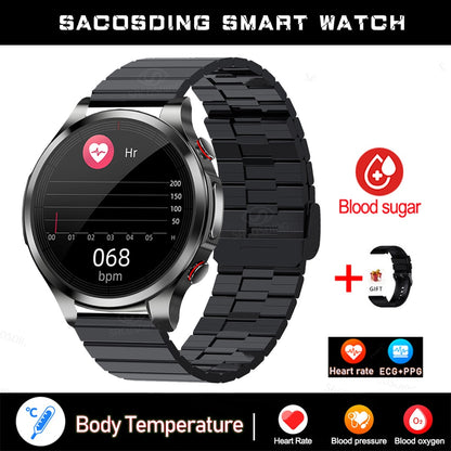 New Blood Glucose Smartwatch ECG+PPG Monitoring Heart Rate Blood Pressure Body Temperature Oximetry Smart Watch For Men Women