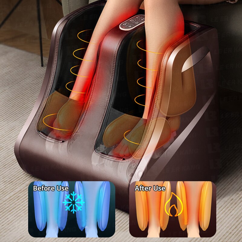 Electric Foot Calf Massager Machine Air Compression Rolling Heat Vibrate Kneading Leg Relaxing Massager Fits For Euro Size 47