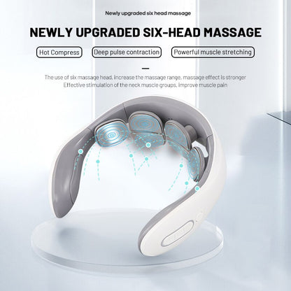 Upgraded Neck Protector Intelligent Rechargeable Voice Neck Massager Heating Micro Current Massager for Household Use