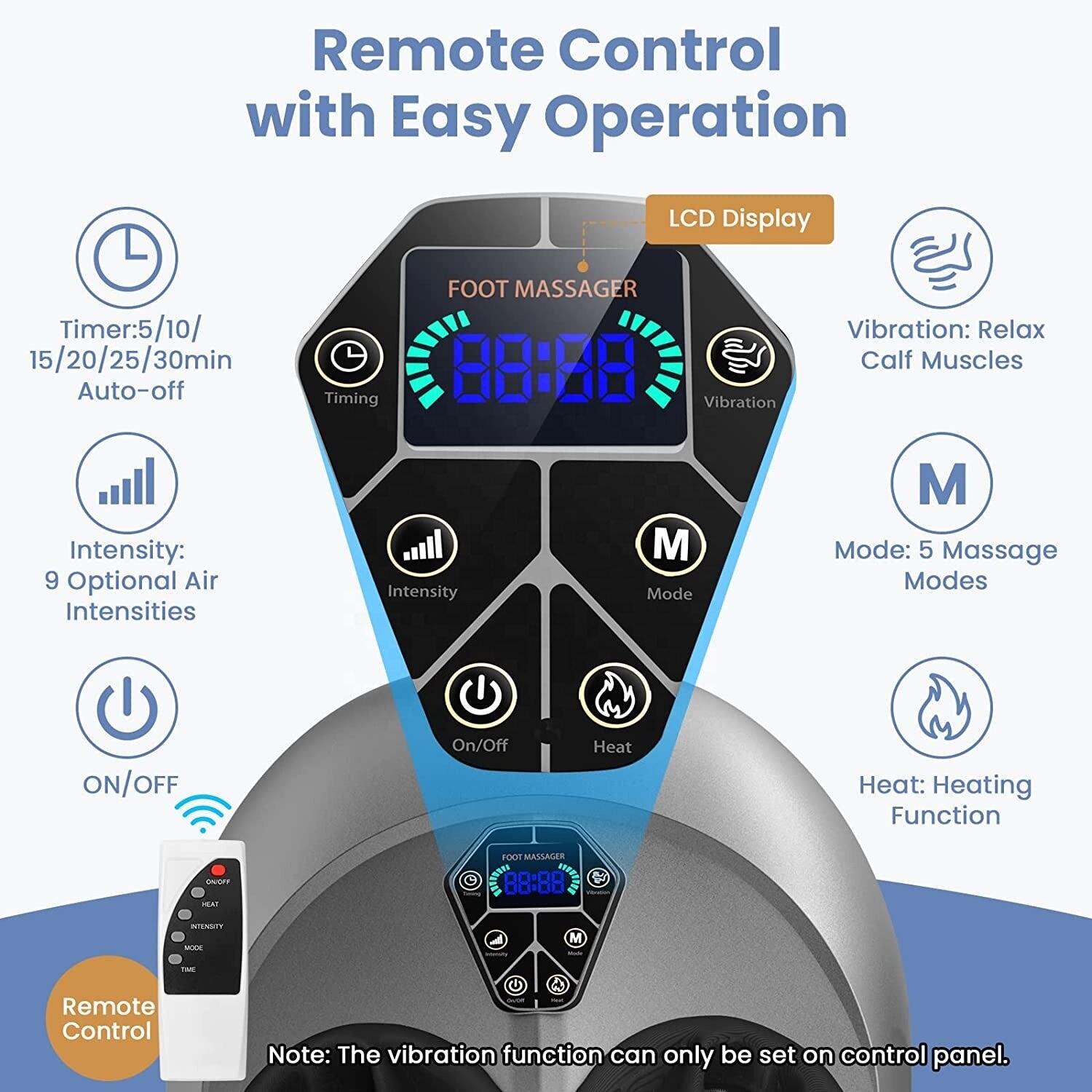 Remote Control with Operation LCD Display FOOT MASSAGER Timer