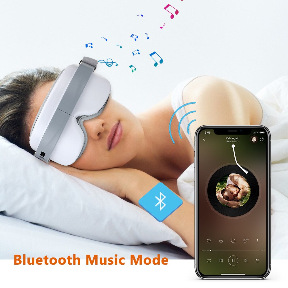 Vibration Eye Care Eye Care Instrumen Heating Bluetooth Music Alivia Fadiga E Olheiras Massagem Compressa Quente Para Os Olhos