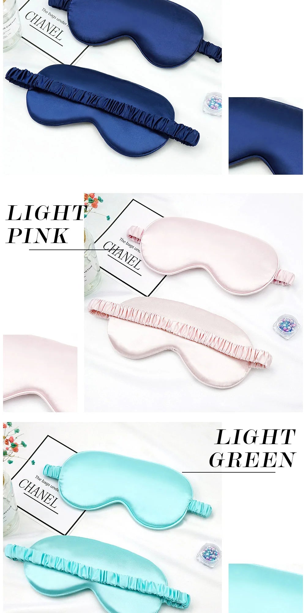 Eyemask for relaxation, suitable for home, office, or travel use.