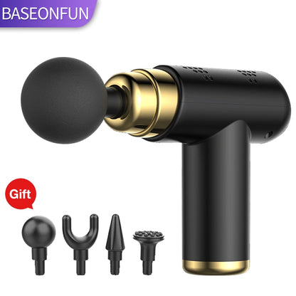 BASEONFUN Portable Massage Gun Percussion Pistol Massager For Body Neck Deep Tissue Muscle Relaxation Gout Pain Relief