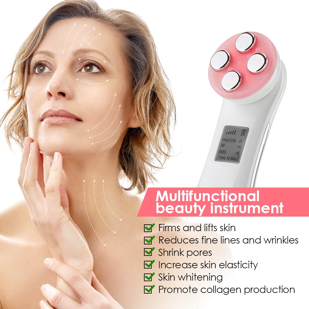 Radio Frequency Facial Massager EMS Microcurrent Face Lifting Machine Skin Care LED Photon Skin Rejuvenation RF Beauty Device