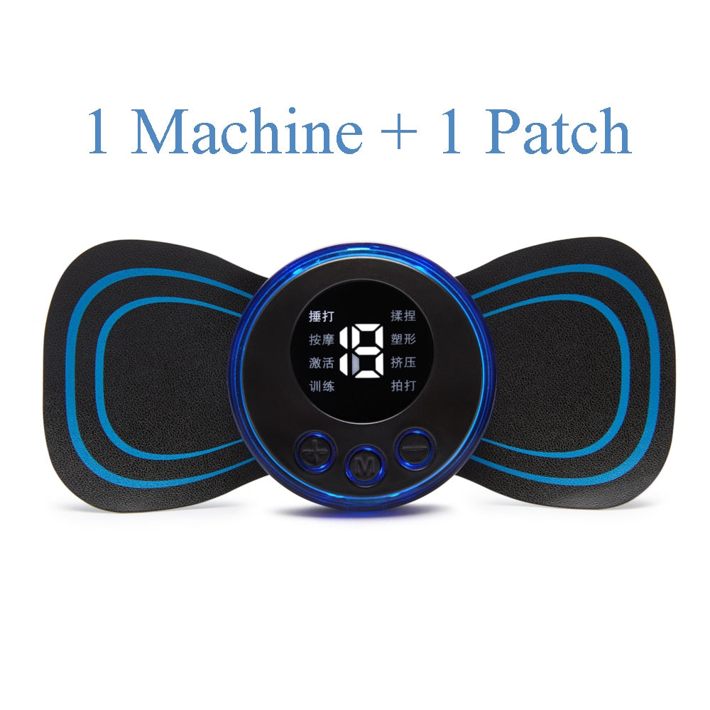 EMS Mini Electric Pulse Neck Masager LCD Display 8 Mode Cervical Massage Patch Muscle Pain Relief Tool Portable Body Massager