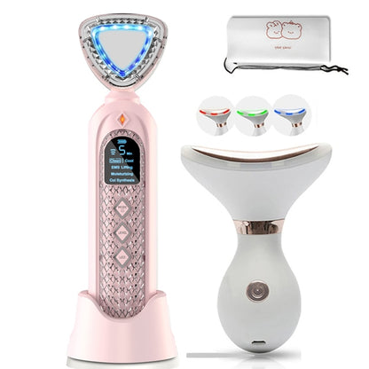 Ultrasound Face Massager Hot Cold LED Photon Therapy Skin Rejuvenation Facial Lifting Wrinkle Acne Remover Beauty Care Tool