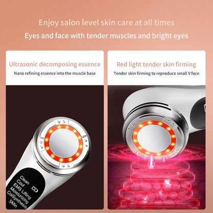 High Frequency Facial Mesotherapy RF Radio Frequency Hot Cold LED Photon Face Lifting Tighten Wrinkle Removal Face Massager