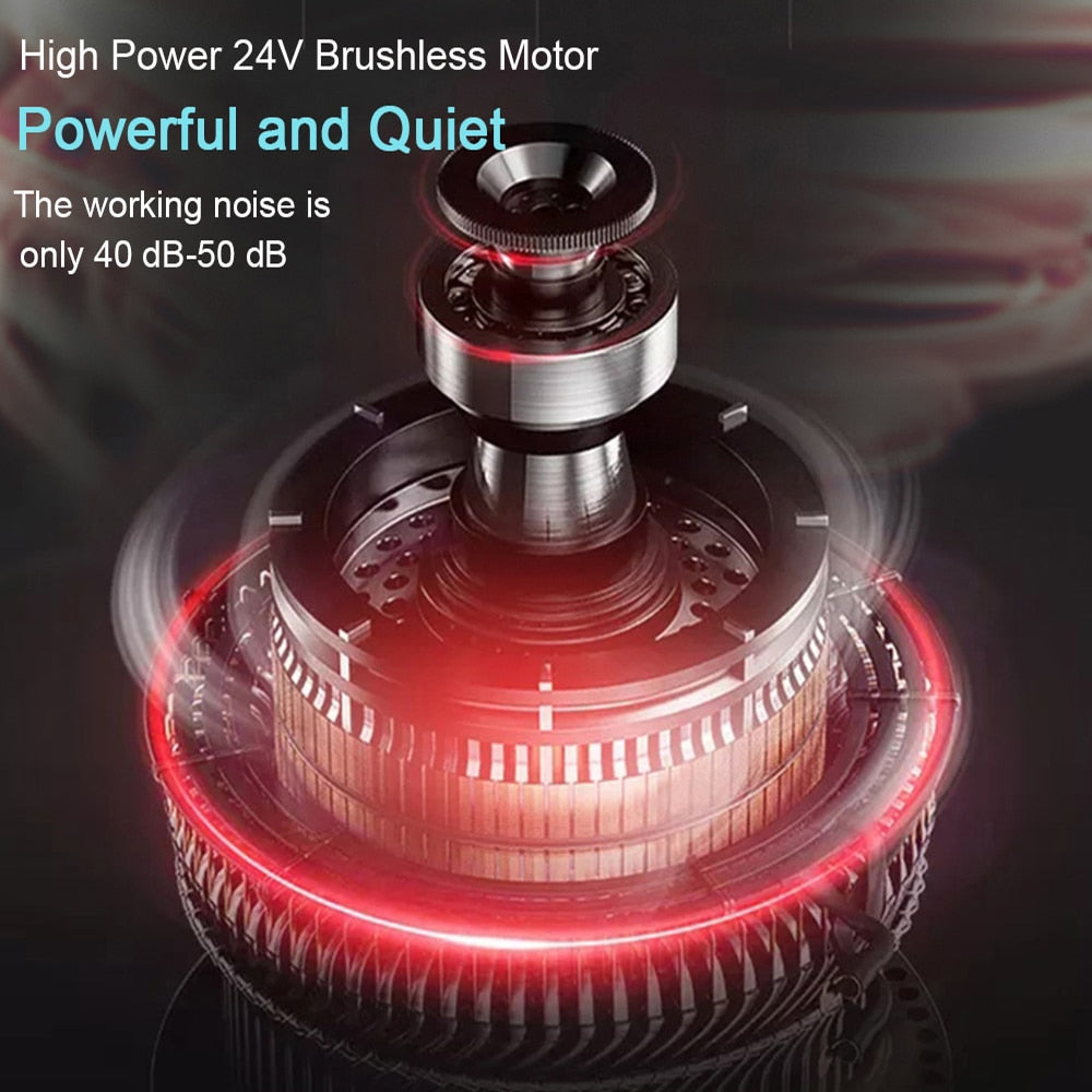 24V Brushless Motor Powerful and Quiet The working noise