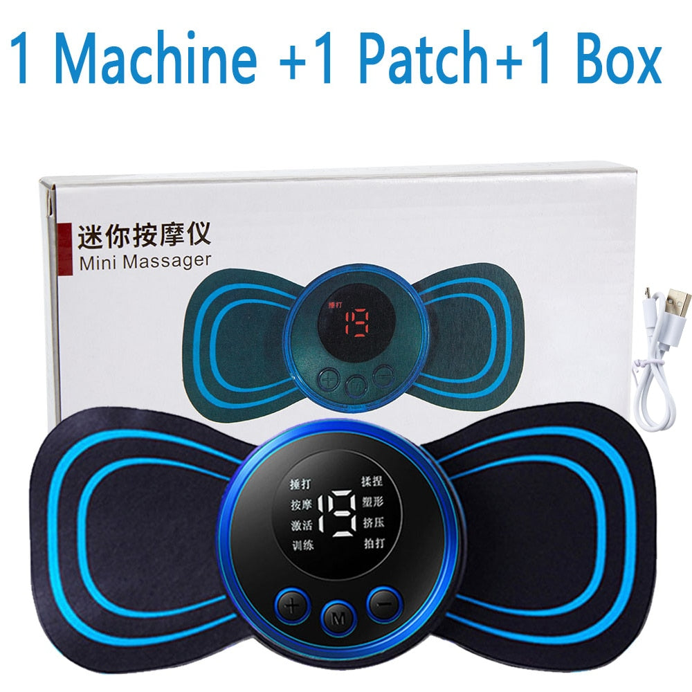 LCD Display EMS Neck Massage Electric Massager Cervical Neck Back Patch 8 Mode Pulse Muscle Stimulator Portable Relief Pain