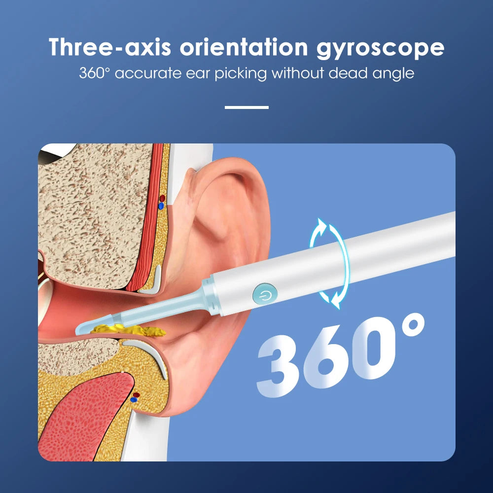 Accurate ear cleaning with 3-axis gyroscope for 360-degree coverage and precision.