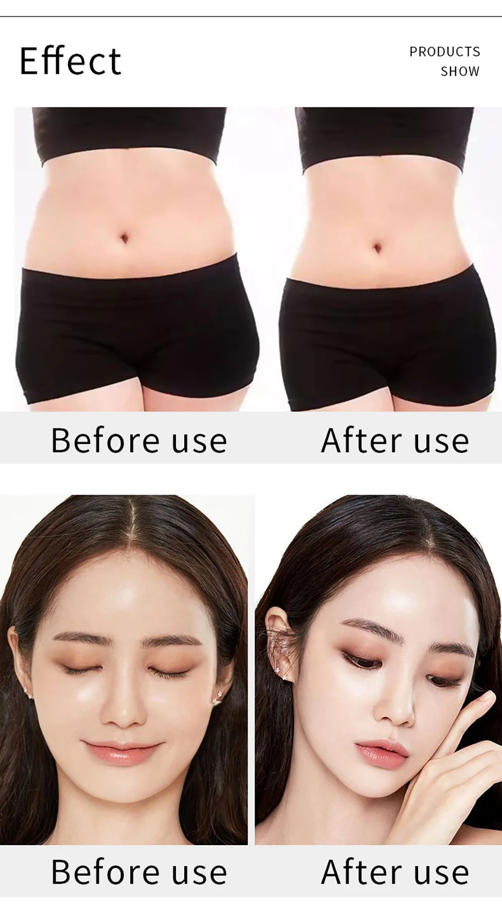 Cellulite reduction and slimming effects achieved with noticeable results in a few uses.