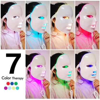 Rechargeable Facial LED Mask 7 Colors LED Photon Therapy Beauty Mask Skin Rejuvenation Home Face Lifting Whitening Beauty Device