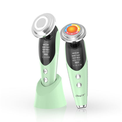 CkeyiN EMS RF LED Photon Sonic Hot Compress Electric Facial Massager Face Skin Rejuvenation Anti-Wrinkle Lifting Firming Beauty