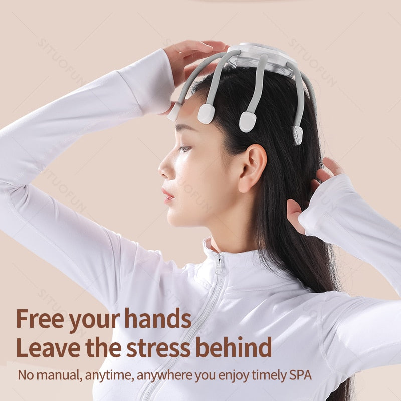 Wireless Electric Head Massager Vibration Head Scratcher Scalp Massage with 3 Modes for Stress Relax Migraine Relief Deep Sleep