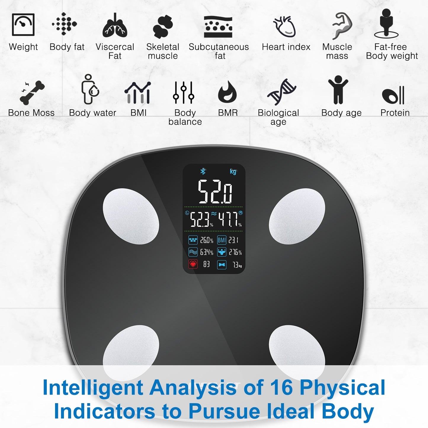 Balança Digital Corporal INSMART Balança de Peso Smart Balance Bioimpedância Balanças de Piso de Gordura Corporal Balanças de Banheiro IMC Analisador de Composição Corporal