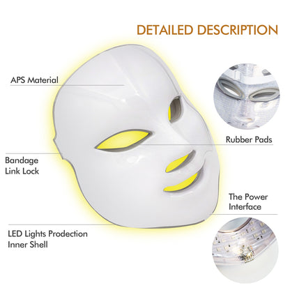 Rechargeable Facial LED Mask 7 Colors LED Photon Therapy Beauty Mask Skin Rejuvenation Home Face Lifting Whitening Beauty Device