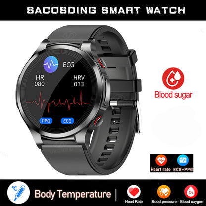 New Blood Glucose Smartwatch ECG+PPG Monitoring Heart Rate Blood Pressure Body Temperature Oximetry Smart Watch For Men Women